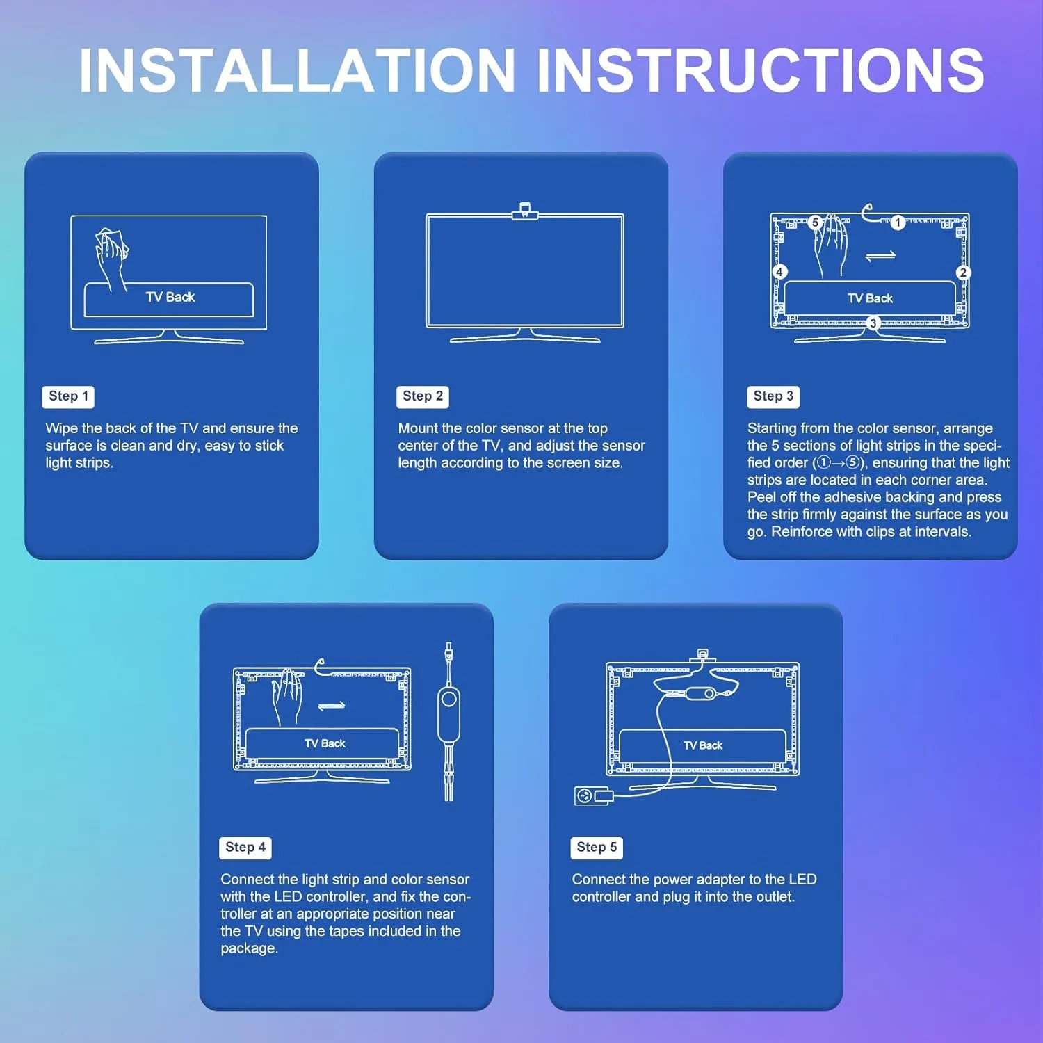 Ambient LED Smart TV Backlight with Camera and Music Sync