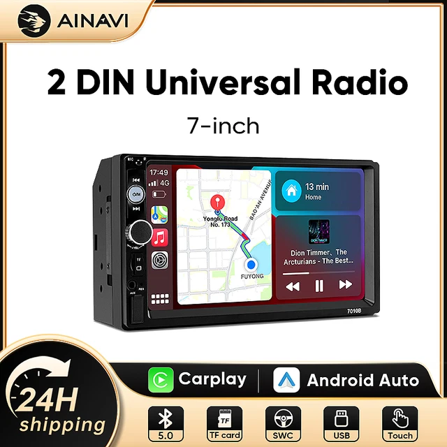 AINAVI Autoradio pour automobile universelle, sans fil, Carplay, Android Auto, Bluetooth, 2Din, lecteur vidéo multimédia, navigation Linux, stéréo automobile, affichage audio, système d'infodivertissement automobile, systèmes intelligents, Android Auto sans fil, Apple Carplay, autoradio 7 pouces 1
