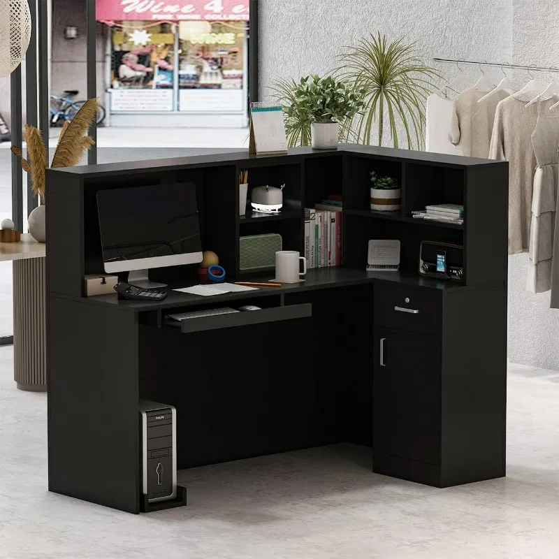 

AIEGLE L-Shaped Reception Desk Counter Table ,Private Workstation for Salon Reception Room Checkout Office