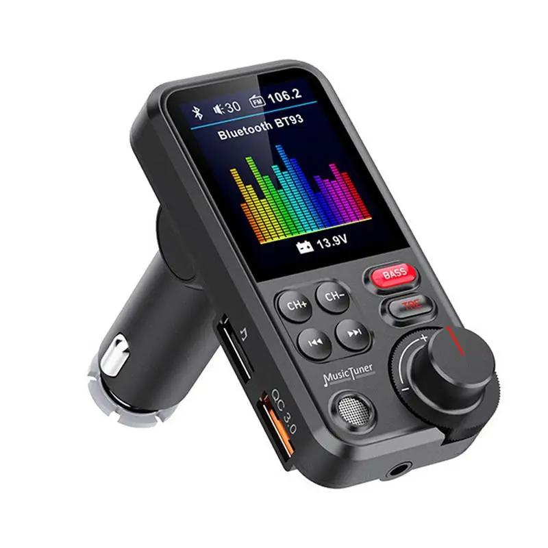 

FM Transmitter Car MP3 Player TF Card U Disk Playback QC3.0 Car Charger Handsfree BT 5.0 Car Kit FM Modulator With Color Screen