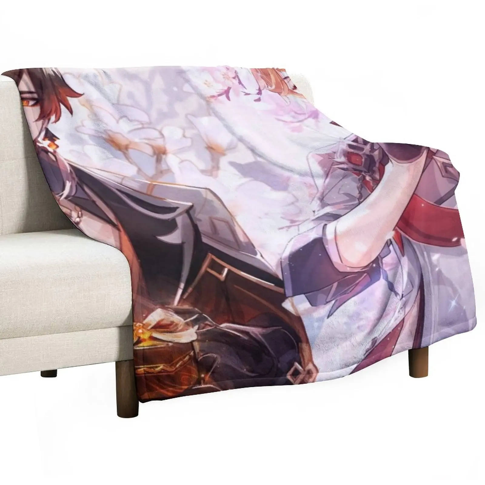 

Childe & Zhongli - Genshin Impact Throw Blanket Plaid on the sofa Personalized Gift