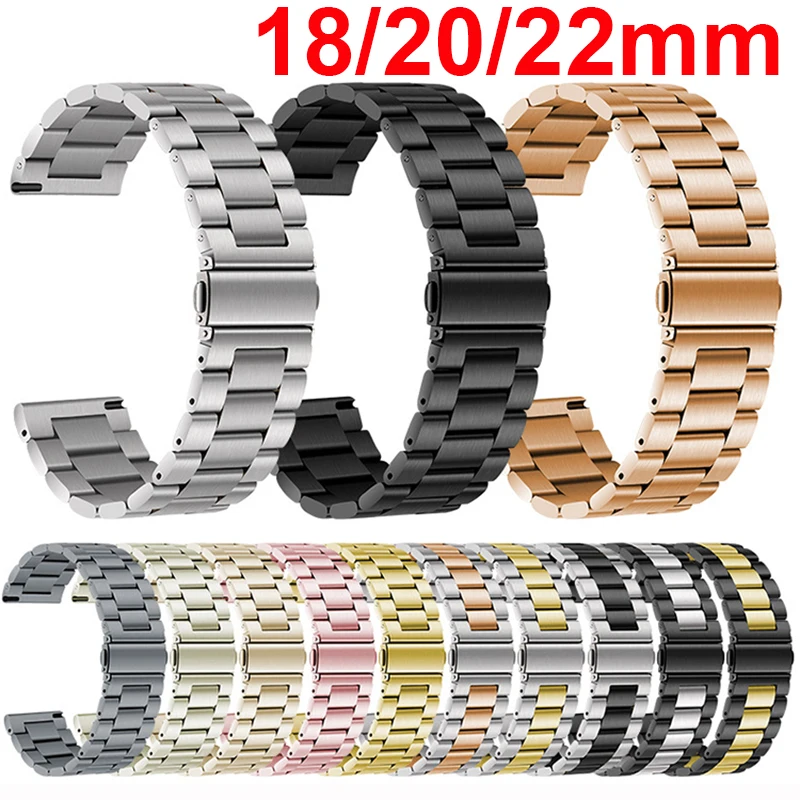Stainless Steel Watch Band - 18mm, 20mm, 22mm