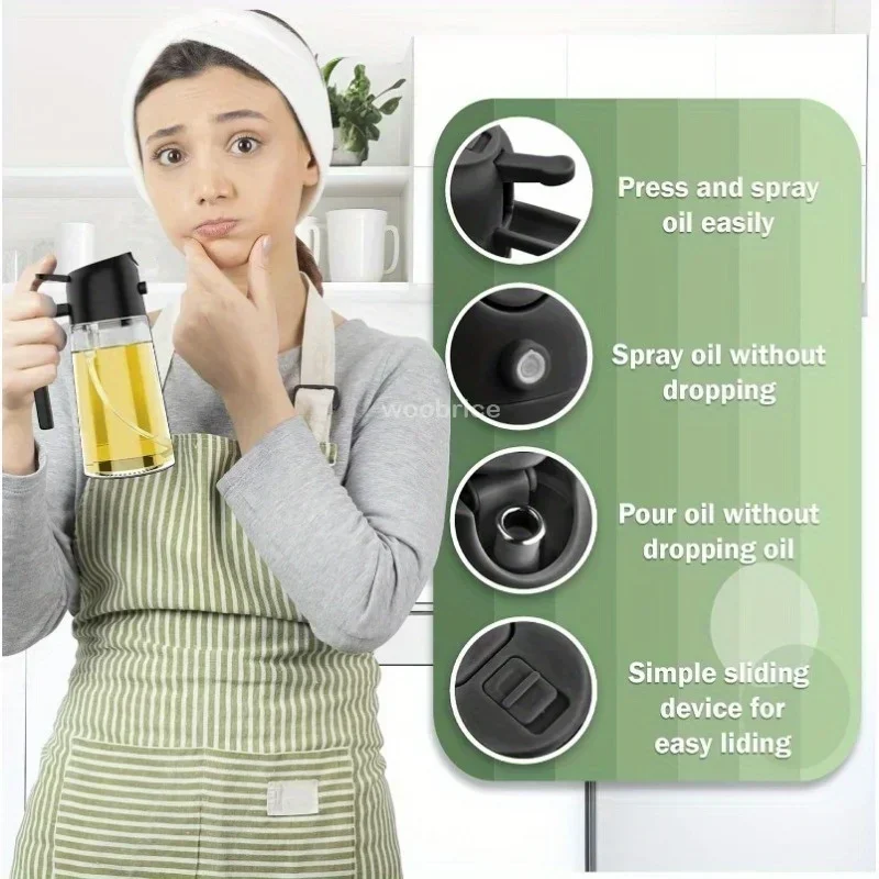 Glass Spray Oil Polisher Kitchen Oil Spray Dispenser Spice Shaker for Air Fryer Salad Grilling Roasting Cooking Baking Acceesori oil spray bottle,oil sprayer,oil spray dispenser,oil dispenser