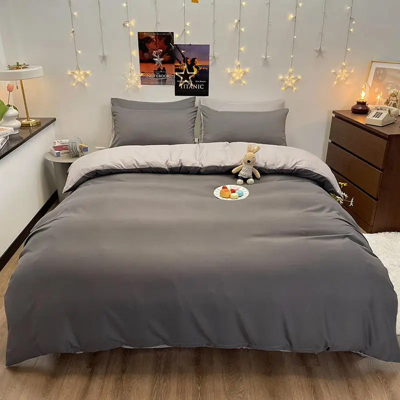 Duvet Cover 1 pc Quilt Cover 220x240 Dark Gray Color Duvet Cover Double Size Queen/King Bed duvet cover