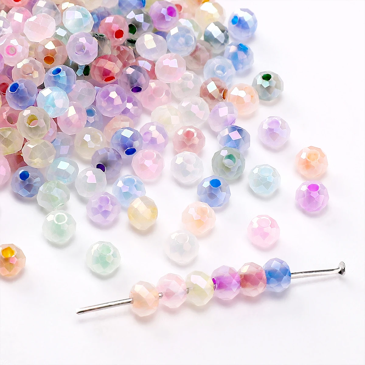 Glas Reiskugeln Wolkenfarbe 4mm Loch 1mm für Halsketten Armbänder DIY 10g/130stk Beutel – Detail 4