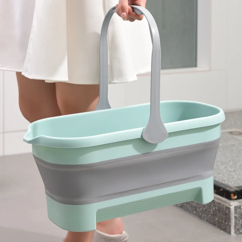 Secchio pieghevole per mocio lavabo pieghevole con manico secchio d'acqua pieghevole per la conservazione del bucato accessori per il bagno per la pulizia della casa