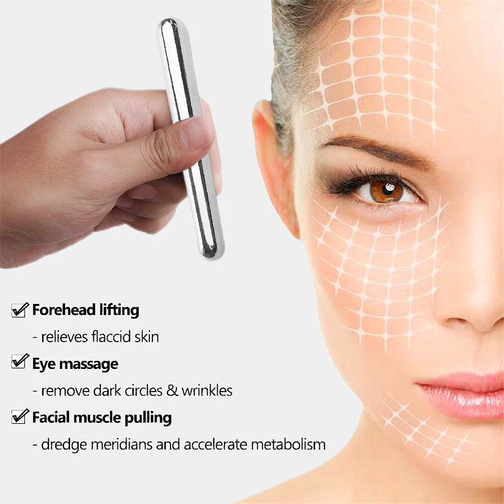 Stainless Steel Face Massage Stick Guasha Massage Wand Acupressure Massage Tools Deep Soft Tissue Myofascial Release Relief Pain