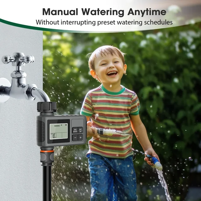 Smart Digital Water Timer Garden Timing Irrigation Automatic Waterproof Watering Device Watering Controller IPX5 LCD Display 6