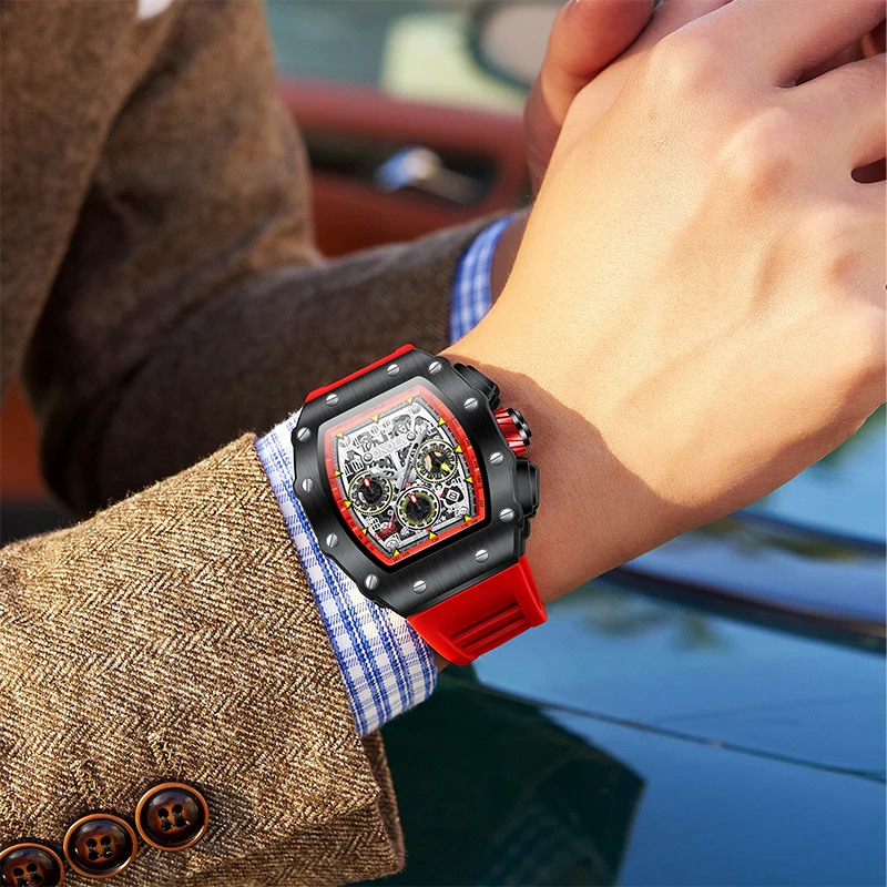 Fashion Men's Watch ONOLA Unique Design Multi-functional Automatic Mechanical Watches Men's Tape Waterproof Wristwatch mechanical watch
