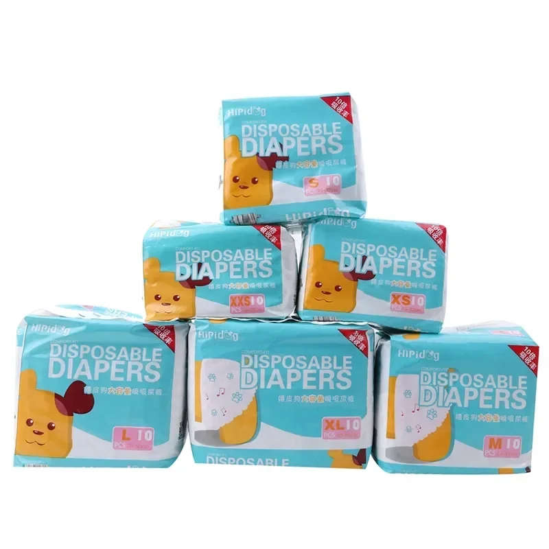 Pet Diapers Dog Diapers Dog Nappies 10PCS/pack Super Absorption Physiological Pants Dog Diapers Dogs Pet Female Dog Cat Disposable Leakproof Nappies Puppy