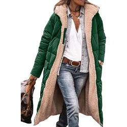 Women's 2024 Warm Winter Coats Reversible Fleece Long Hooded Puffer Jackets Outerwear