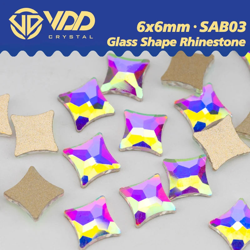 VDD 100/500/1440 Stück 6 x 6 mm Form Glaskristall AB Strasssteine Flatback Glitzer Strass Stein Nail Art DIY Handwerk Dekoration SAB03