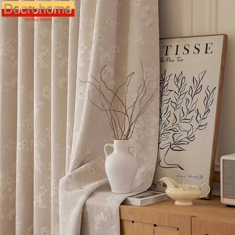 

Customized New Chinese Yulan Jacquard Cream Thickened Chenille Curtains for Living Room Bedroom French Window Balcony Finished