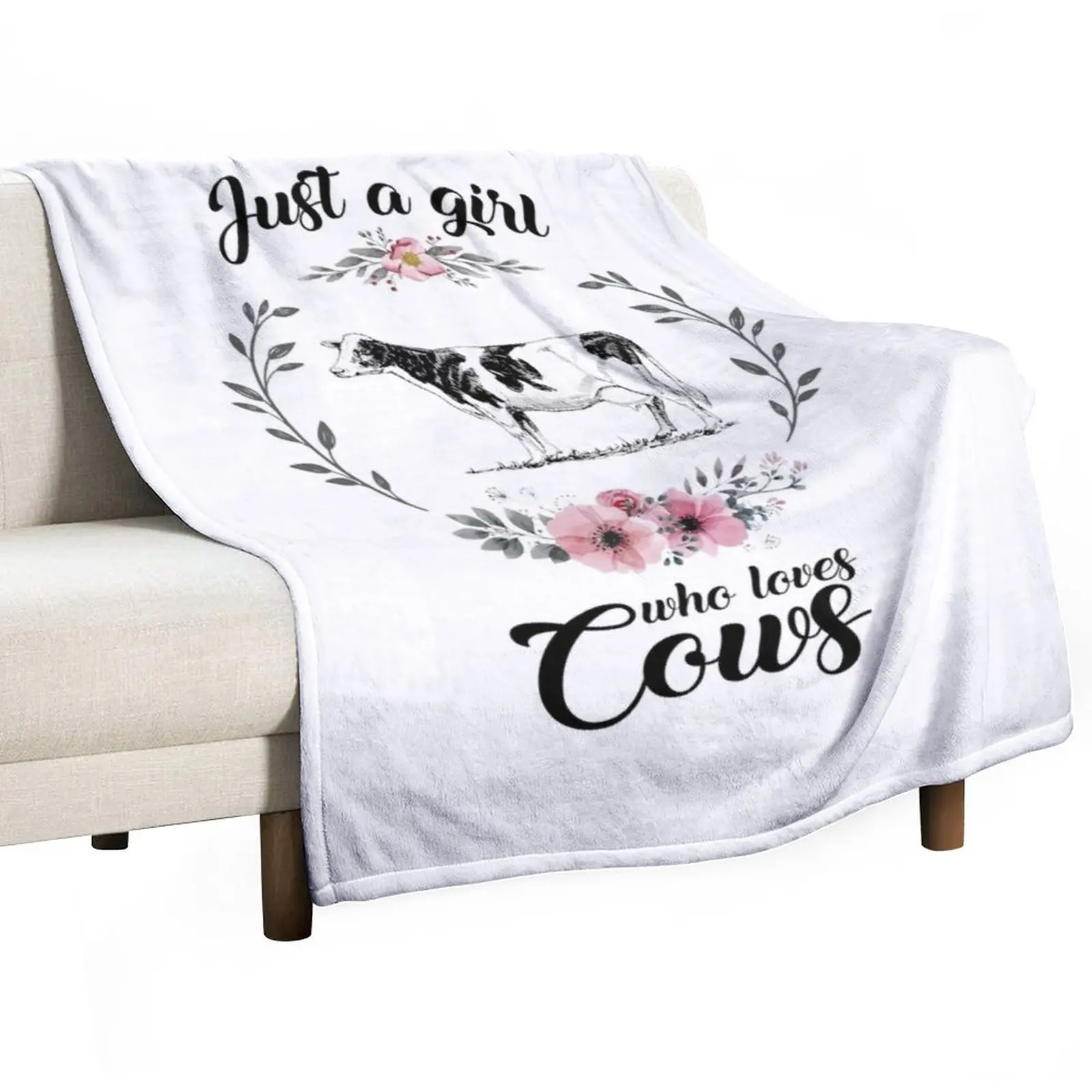 

Girl's Cow Just a Girl who loves Cows Cow Lover Cow Mom Owner Gift for Women Farm Gift Throw Blanket Single Blankets