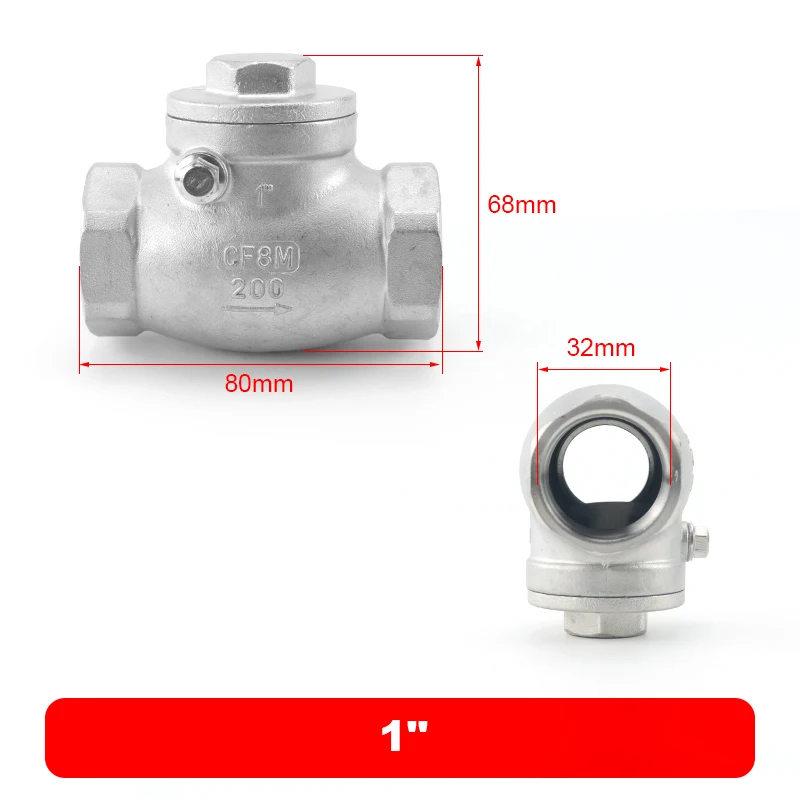 Megairon 1-1/4 Stainless Steel SS316 Swing Check Valve