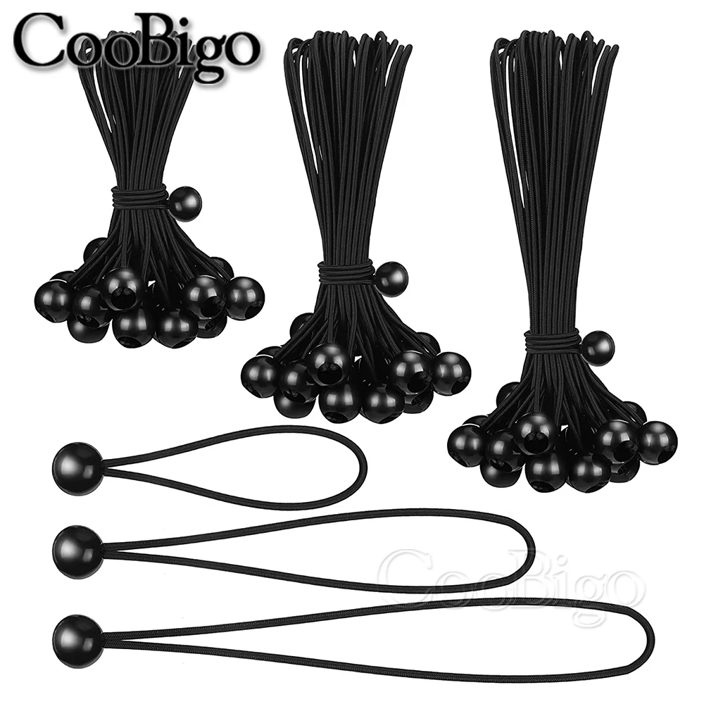 Elastic Ropes 10Pcs Ball Bungee Cords Elastic Rope Canopy Tarp Tie Fixed Shelter Cargo Camping Tent Poles Outdoor Accessories 15cm 18cm 20cm