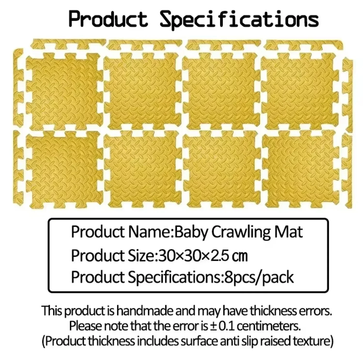 8 Pieces of Baby Game Stitching Mats Children's Anti-fall Foam Carpet 2.5CM Thickened Suitable for Children's Room Play Area Gym