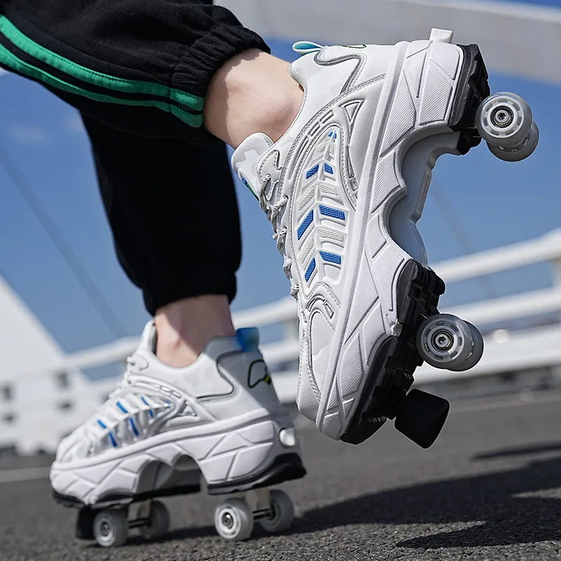 Kids Roller Skates for Men Women Sneakers Shoes with Wheels Girls Boys Outdoor  2 in 1 Double Skates Rollers Shoes With Brakes 5 pcs set moving artifacts moving tools moving rollers with rods multifunctional heavy lifting furniture sofas move house tool