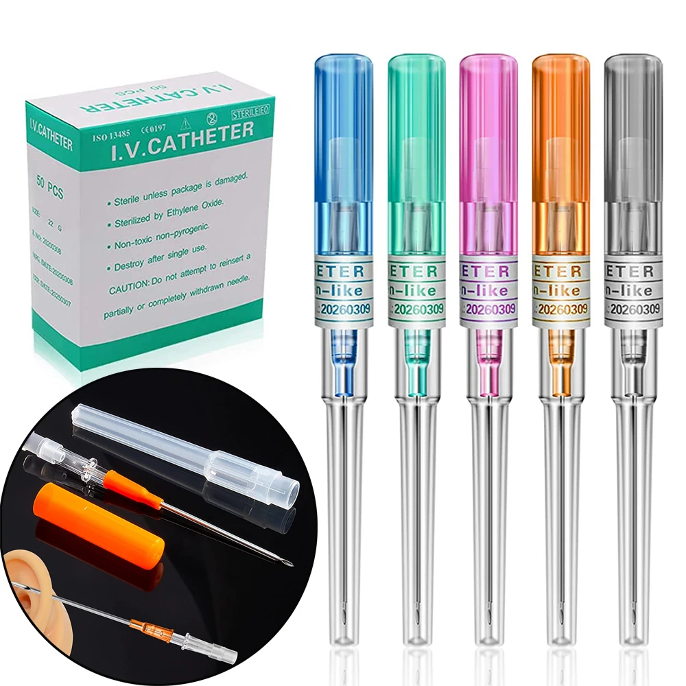 100/50/25/8/5PCS 일회용 피어싱 바늘 I.V.Catheter Cannula 바늘 14/16/18/20/22G 멸균 ...