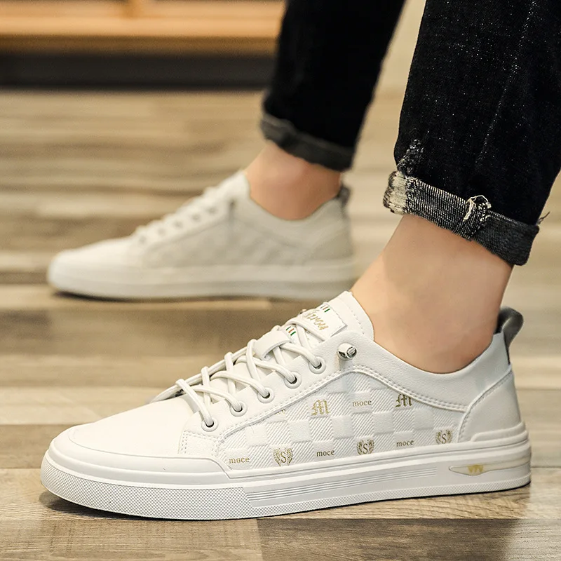 

Мужская Осенняя обувь, новинка, повседневные маленькие белые туфли на шнуровке, Трендовые туфли на низком каблуке, мужские модные туфли в Корейском стиле