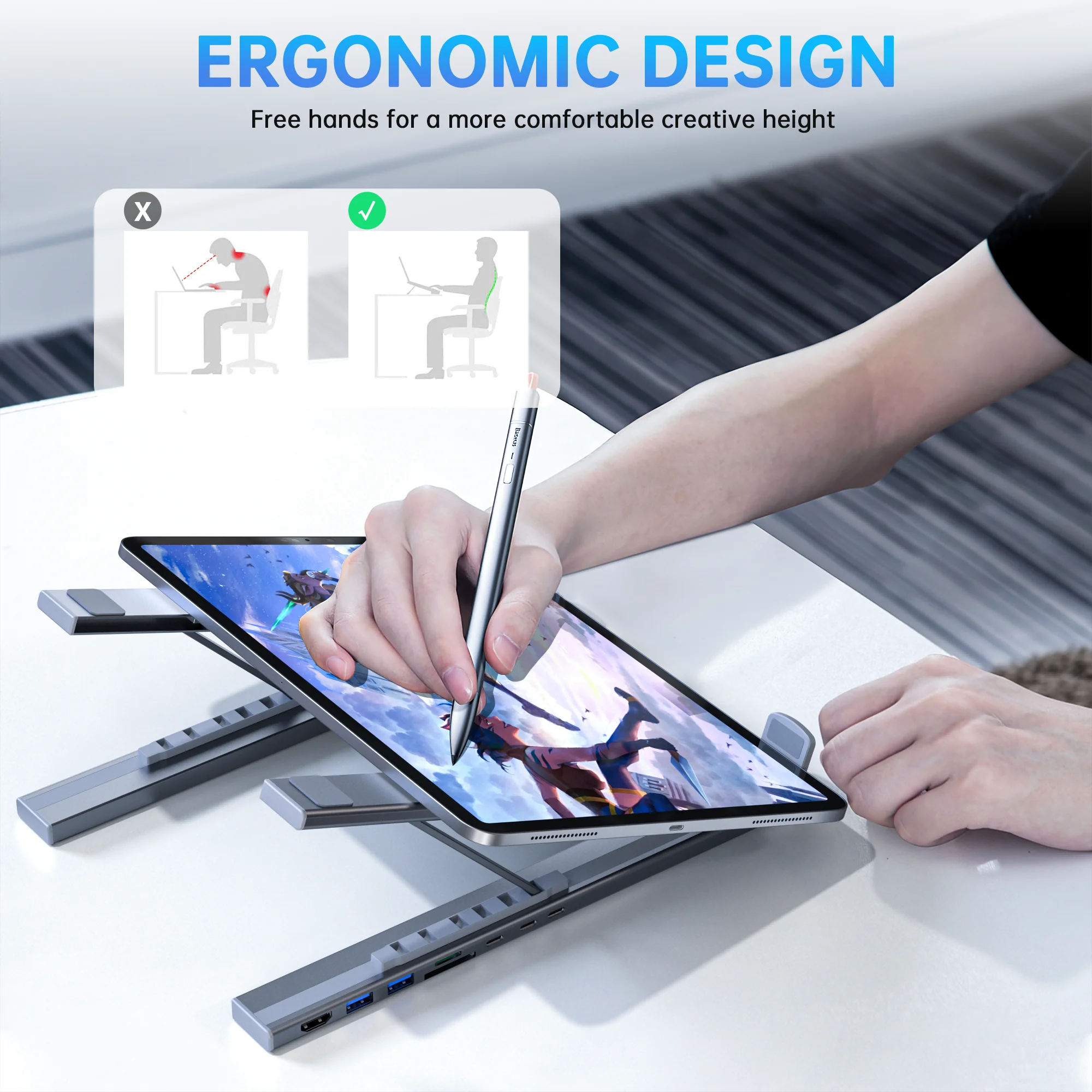 8-in-1 USB-C Laptop Stand With Docking Station Universal USB C thumbnail 7
