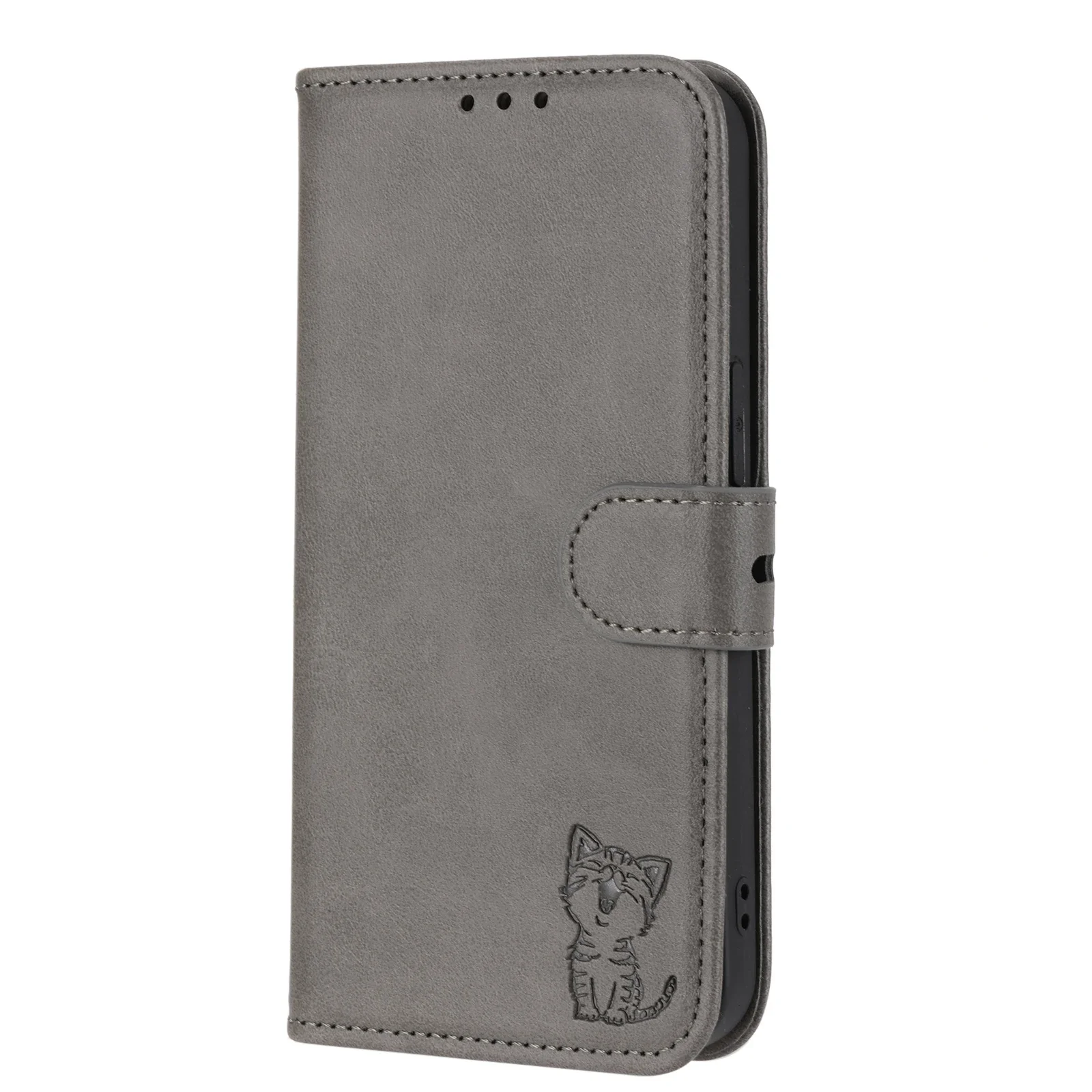 Cat-Themed Leather Flip Wallet Case with Book Stand and Card Slots