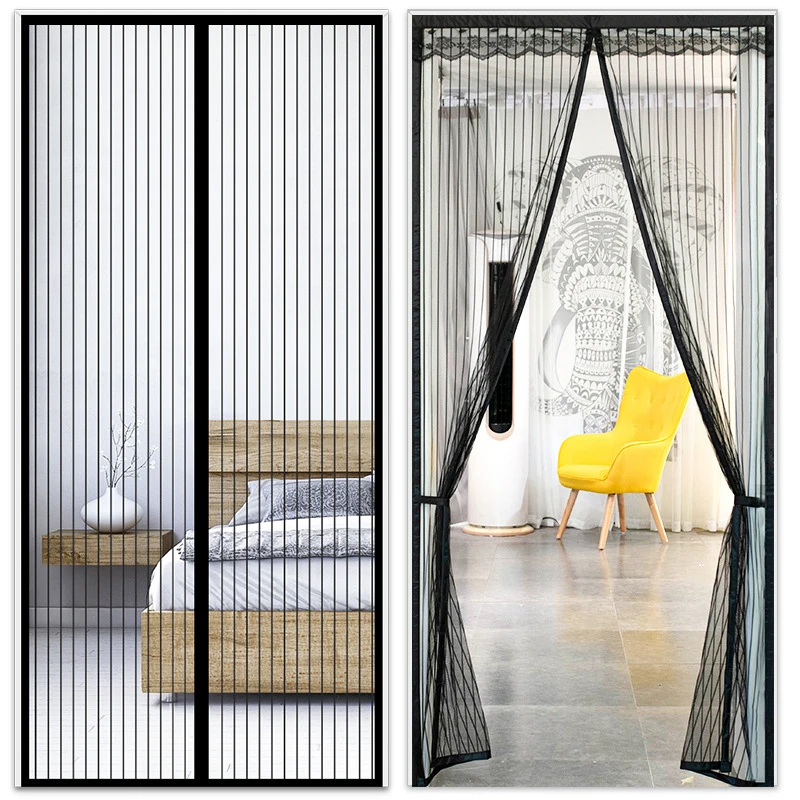 마그네틱 흡입 문짝 커튼, 펀칭 없음, 마그네틱 스크린 문짝 커튼, 모기 방지 곤충 파리 벌레 자동 폐쇄 환기