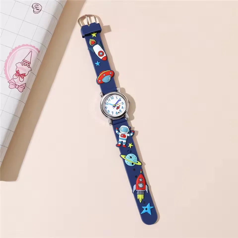 Hot Sell UFO Astronaut Children Watch for 1-15 Years Old Boys Soft Silicone Cartoon Kids Quartz Wristwatches Clock 6