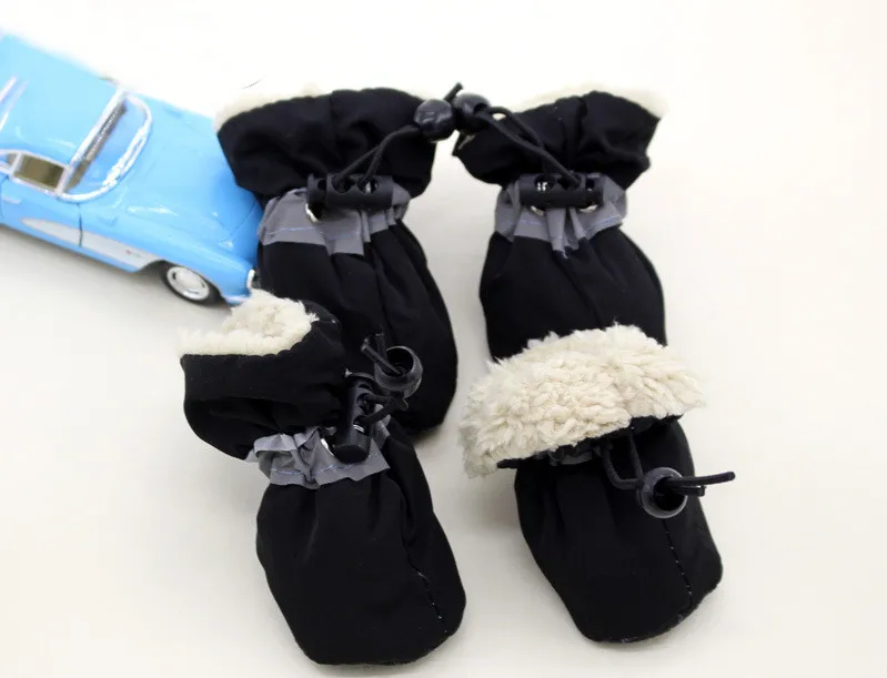 Set of 4 Waterproof Anti-Slip Winter Dog Boots – Thick, Warm Footwear