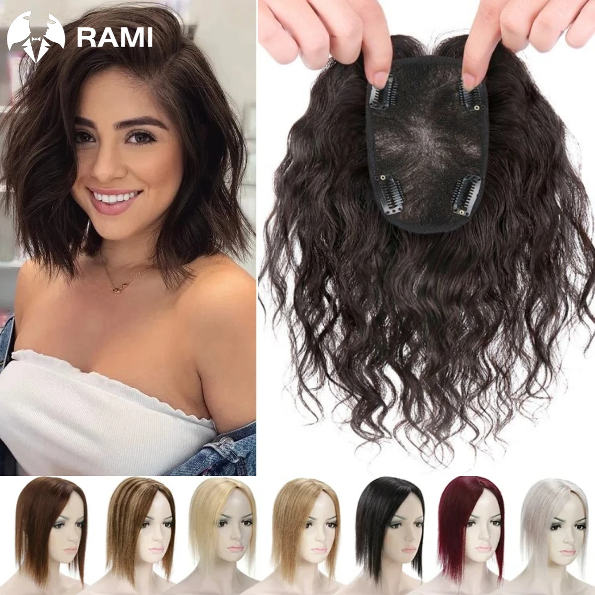 Human Hair Topper For Women Hair Accessories For Women One Piece Hand Made Swiss Net Lady Natural Clips Wigs Curly/Straight Hair