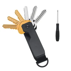 Sleek Metallic Key Organizer | Minimalist & Innovative Key Holder | Smart Keychain (Black)