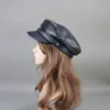 Winter Genuine Ladies 100% Cowhide Leather Baseball Women's Flat Cap Warm Army Military British Vintage Patrol Cadet Elegant Hat 5