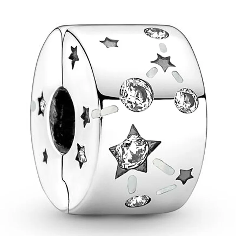 

Original Stars & Galaxy Clip Beads Charm Fit Pan Women 925 Sterling Silver Bracelet Bangle Jewelry