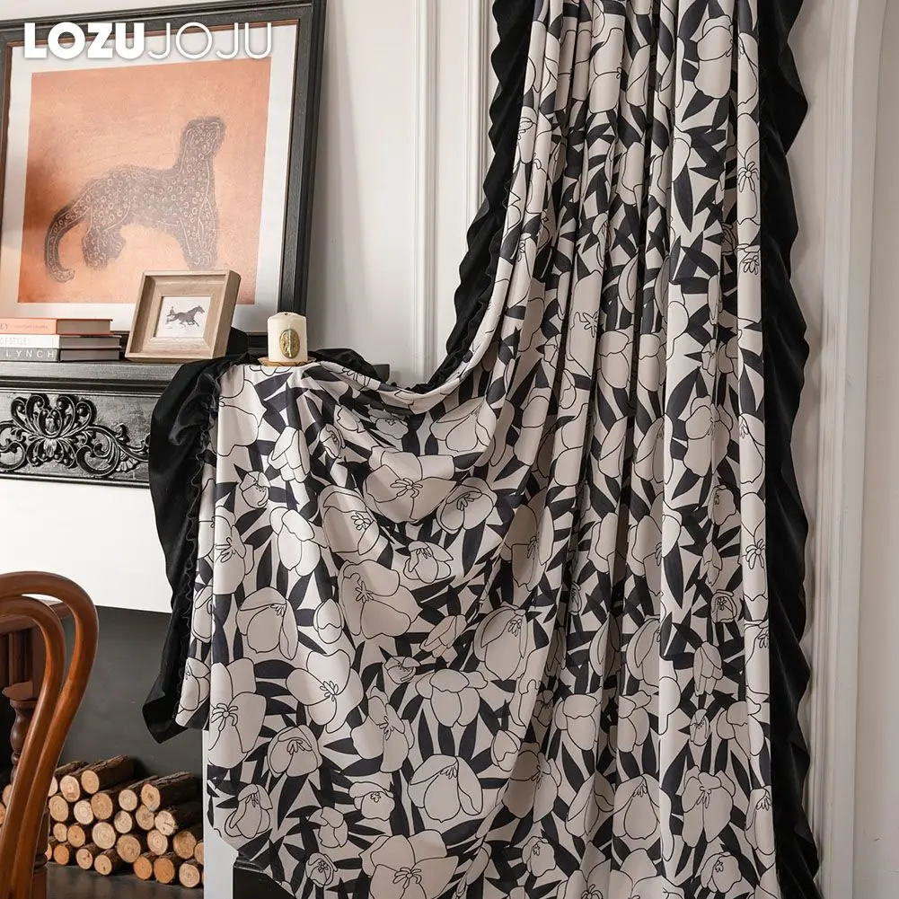 

Шторы LOZUJOJU в европейском стиле с ворсом, кружевные занавески с цветочным принтом для окон, гостиной, спальни, Декор, 1 шт.