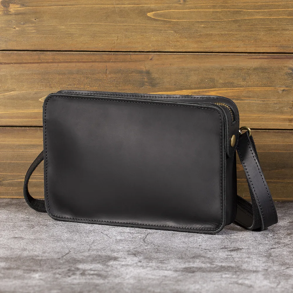 Vintage Leather Crossbody Shoulder Bag for Men