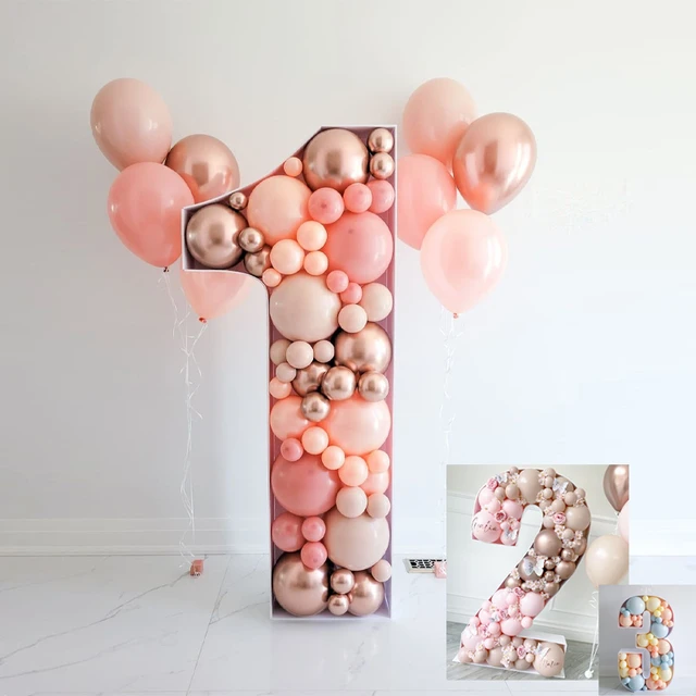 Palloncino numero cornice scatola bambino 1 ° compleanno adulto  anniversario decorazione festa numeri Ballon riempimento Stand