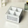 Crushed Diamond Makeup Brush Holder Organizer Glass Mirrored Remote Control Organiser Holder Container Accessories Desktop Decor 4