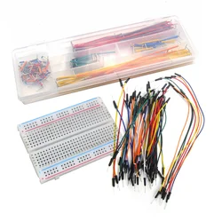 Enhanced Solderless Breadboard Kit with 400 & 830 Point Boards and 65 Jumper Wires for DIY Electronics Projects (400 Tie and Kit 1)