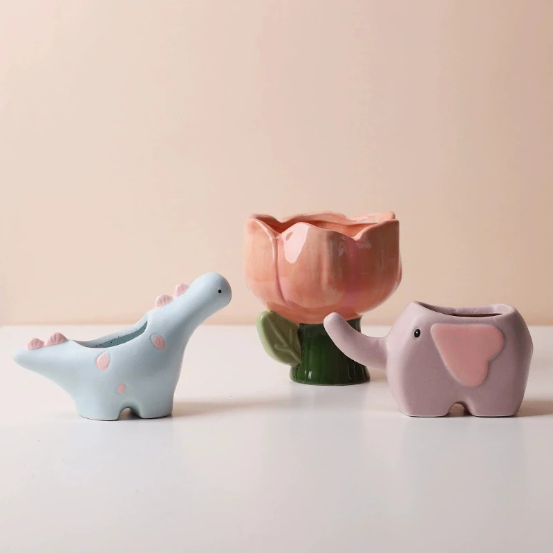 Ceramic Animal-Shaped Flower Pot for Home and Office Decor