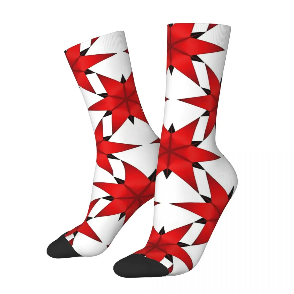 

Funny Crazy Sock for Men Red Stars Pattern Hip Hop Vintage Geometric Patterns Happy Quality Pattern Printed Boys Crew Sock