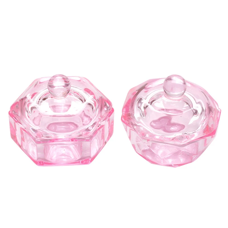 1pc Nail Cup Rainbow Crystal Glass Cup Acrylic Liquid Bowl Holder Wash Nail Pen Dish Dappen With Lid Luxury Manicure Tool manicure tools,nail tools