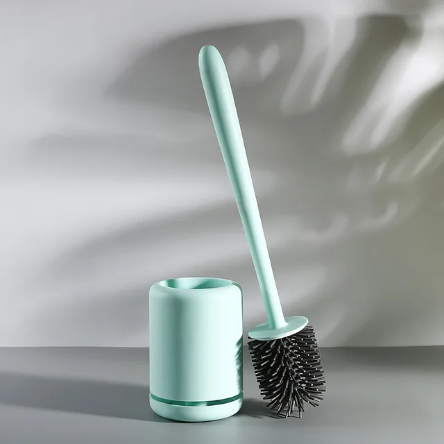WIKHOSTAR Scopino per WC in silicone Spazzola per pulizia ad asciugatura rapida Spazzola per montaggio a parete con strumento di supporto Accessori per il bagno 5