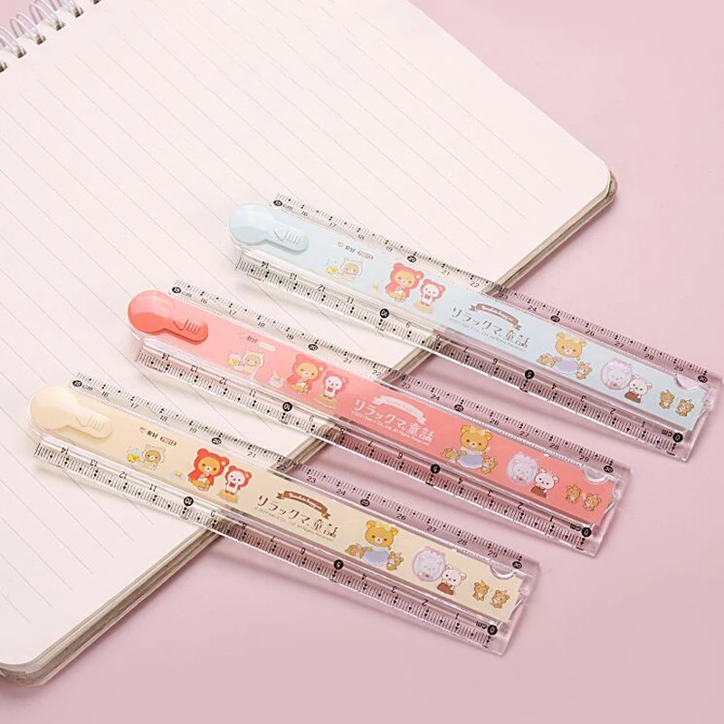 Cartoon Bear Straight Rulers Kawaii Folding Measuring Tool Drawing Template Kids Gifts Korean Stationery School Office Supplies ruler set drawing ruler straight ruler folding ruler