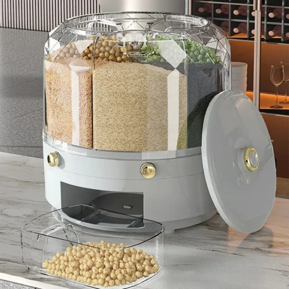 Scatola di immagazzinaggio da cucina Dispenser di riso rotante a 360 gradi Dispenser di secchio per cereali secchi sigillato Contenitore per alimenti a prova di umidità 5