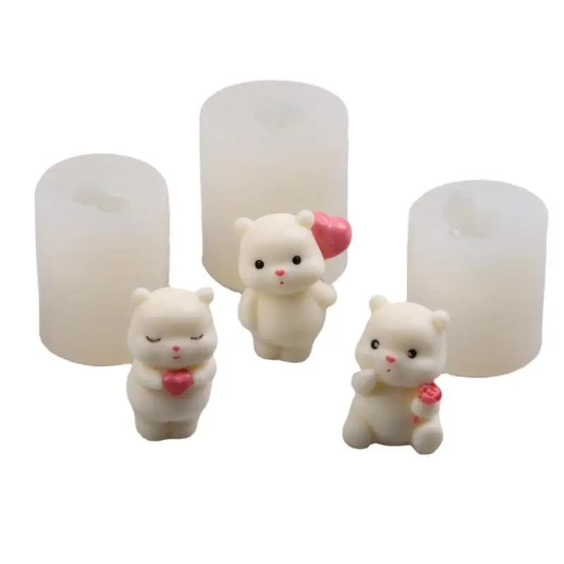 귀여운 곰 실리콘 몰드 미니 곰 몰드, DIY 캔들 케이크 몰드 장식, 아로마 ..