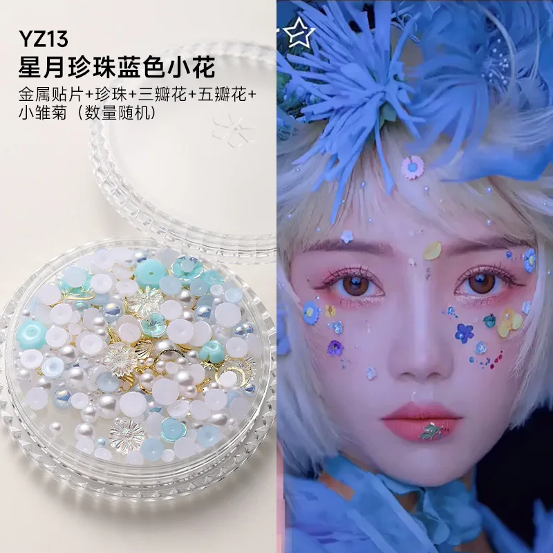 1 Box Augen Gesicht Make-up Patch Schmetterling Diamant Gesichtsdekoration Perle selbstklebende Strass Glitzer Pailletten DIY Nail Art Dekor – Detail 18