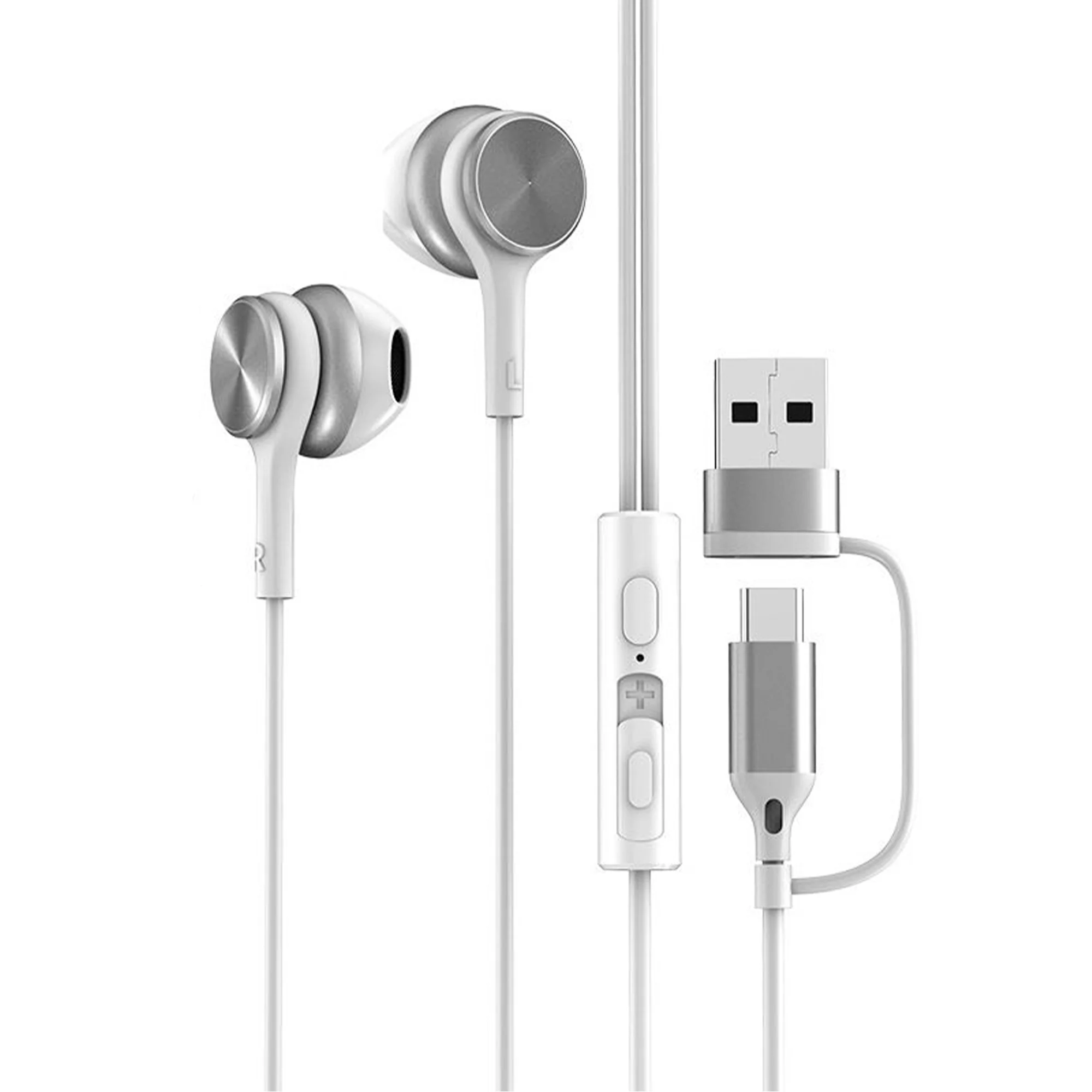 USB Type C HiFi Stereo Wired Headphones with HD Mic & Volume Control