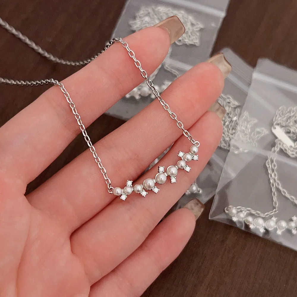 

Luxury brand platinum zircon pearl necklace jewelry series women's fashion versatile party gift