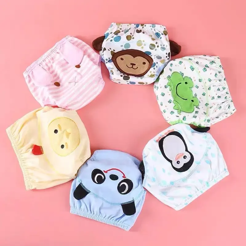 

4pc Boys Girls Underwear Kids Underpants Reusable Baby Infant Nappy Cloth Diapers Soft Cotton