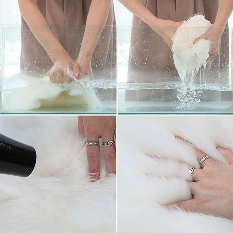 Imitation Sheepskin Carpet For Living Room Fluffy Plush Sofa Cushion Luxurious Faux Fur Rugs Kids Bedroom Bedside Foot Mat White 4